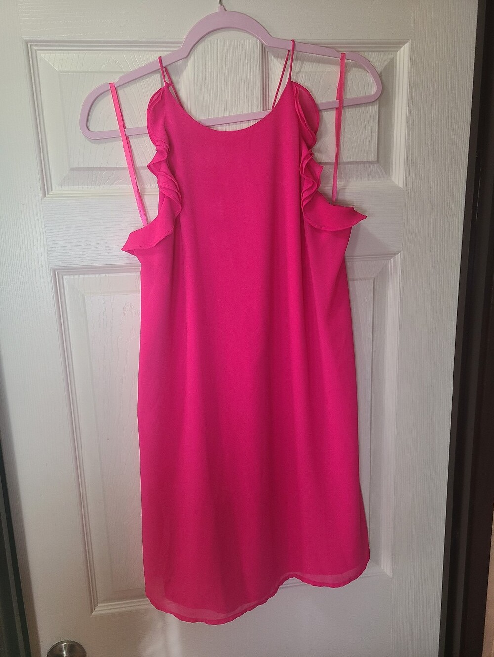 Naked Zebra Bright Pink Ruffle-Detail Dress